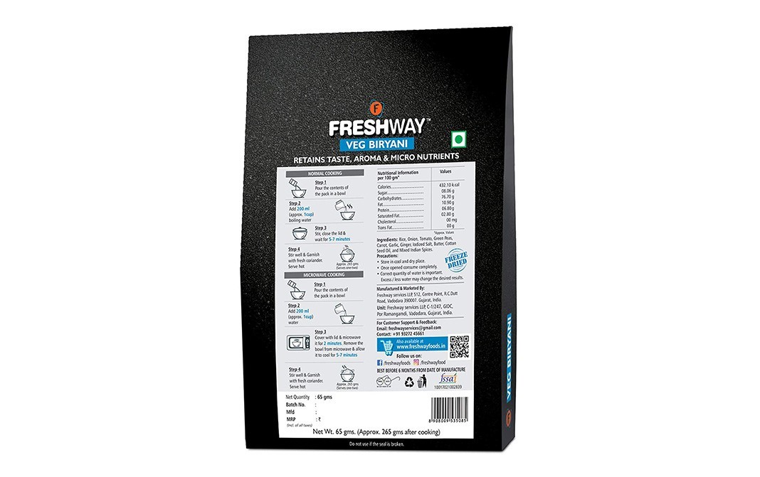Freshway Veg Biryani    Pack  65 grams